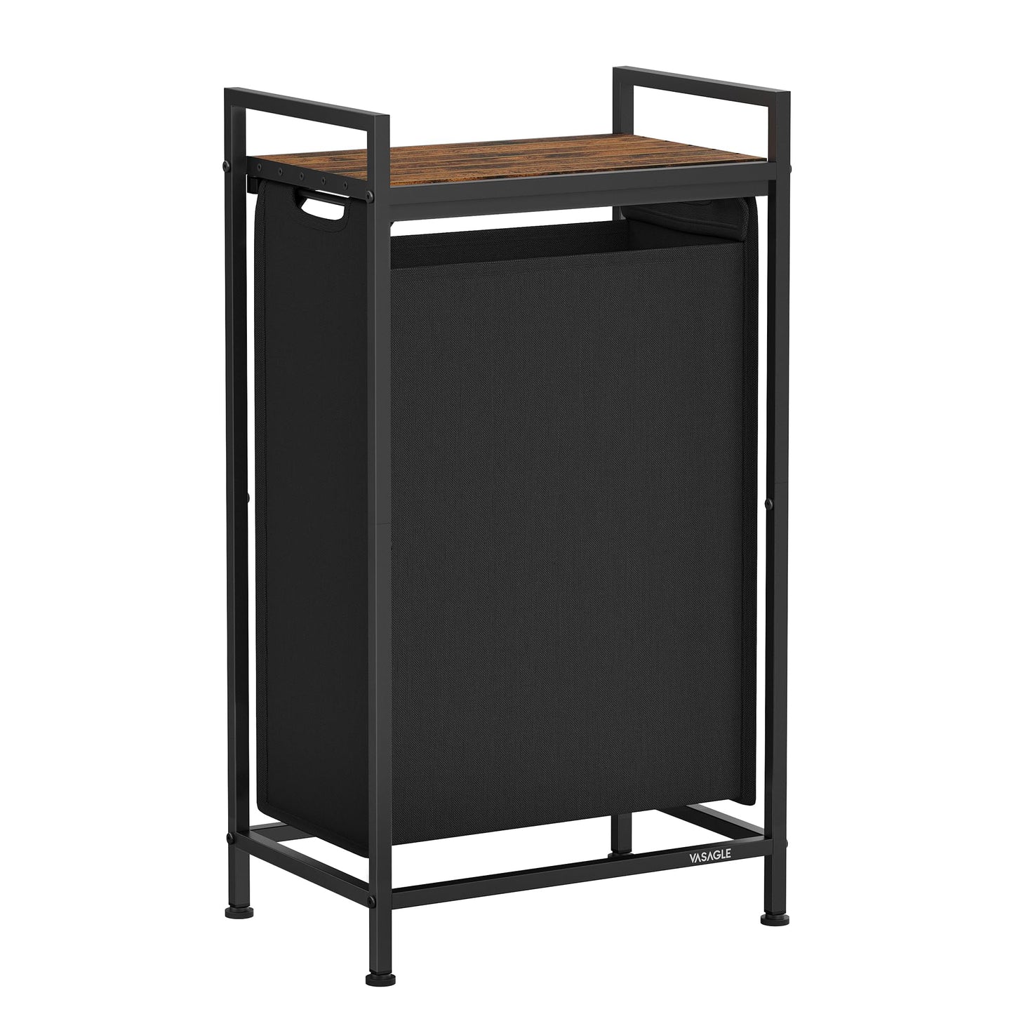 VASAGLE Laundry Hamper, Laundry Basket, Laundry Sorter with 3 Pull-Out and Removable Bags, Shelf, Metal Frame, 3 x 10 Gallons (38L), 36.4 x 13 x 28.4 Inches, Rustic Brown and Black UBLH301B01