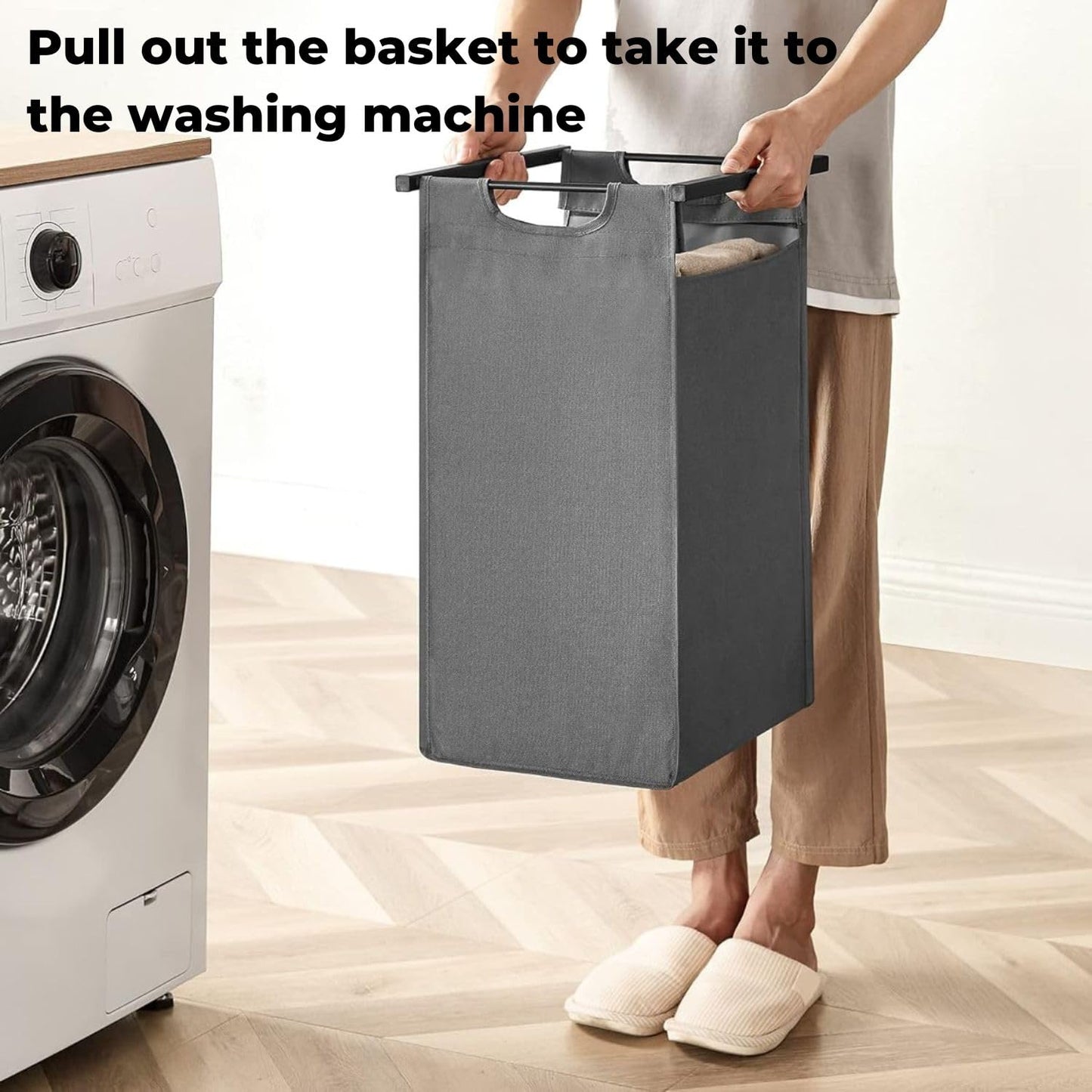VASAGLE Laundry Hamper, Laundry Basket, Laundry Sorter with 3 Pull-Out and Removable Bags, Shelf, Metal Frame, 3 x 10 Gallons (38L), 36.4 x 13 x 28.4 Inches, Rustic Brown and Black UBLH301B01