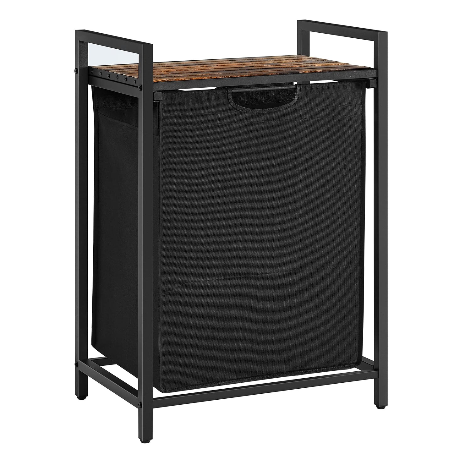 VASAGLE Laundry Hamper, Laundry Basket, Laundry Sorter with 3 Pull-Out and Removable Bags, Shelf, Metal Frame, 3 x 10 Gallons (38L), 36.4 x 13 x 28.4 Inches, Rustic Brown and Black UBLH301B01