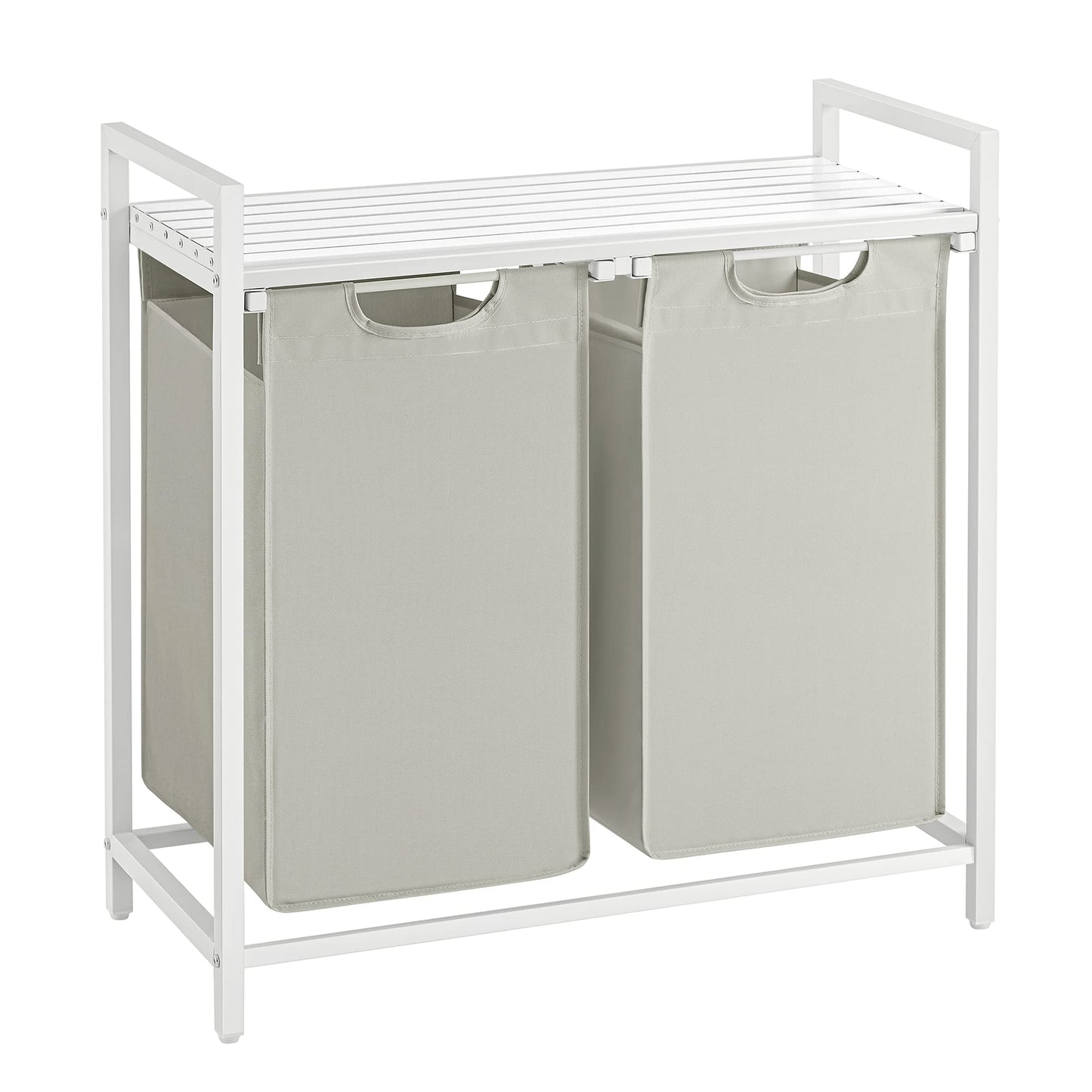 VASAGLE Laundry Hamper, Laundry Basket, Laundry Sorter with 3 Pull-Out and Removable Bags, Shelf, Metal Frame, 3 x 10 Gallons (38L), 36.4 x 13 x 28.4 Inches, Rustic Brown and Black UBLH301B01