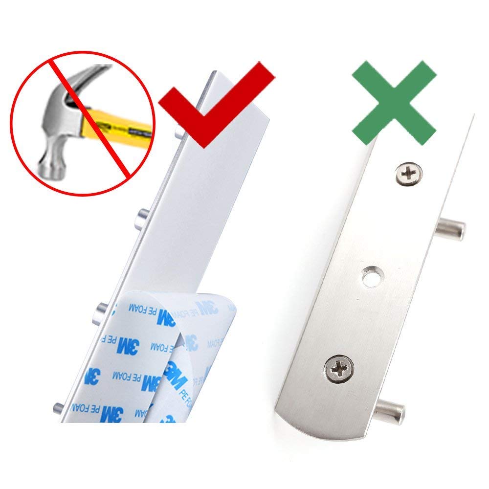 Self Adhesive Stainless Steel Hooks, Wall Mounted Heavy Duty Hanger, Key Rack Towel Hooks for Bathroom, Living Room, Kitchen (4 Hooks)