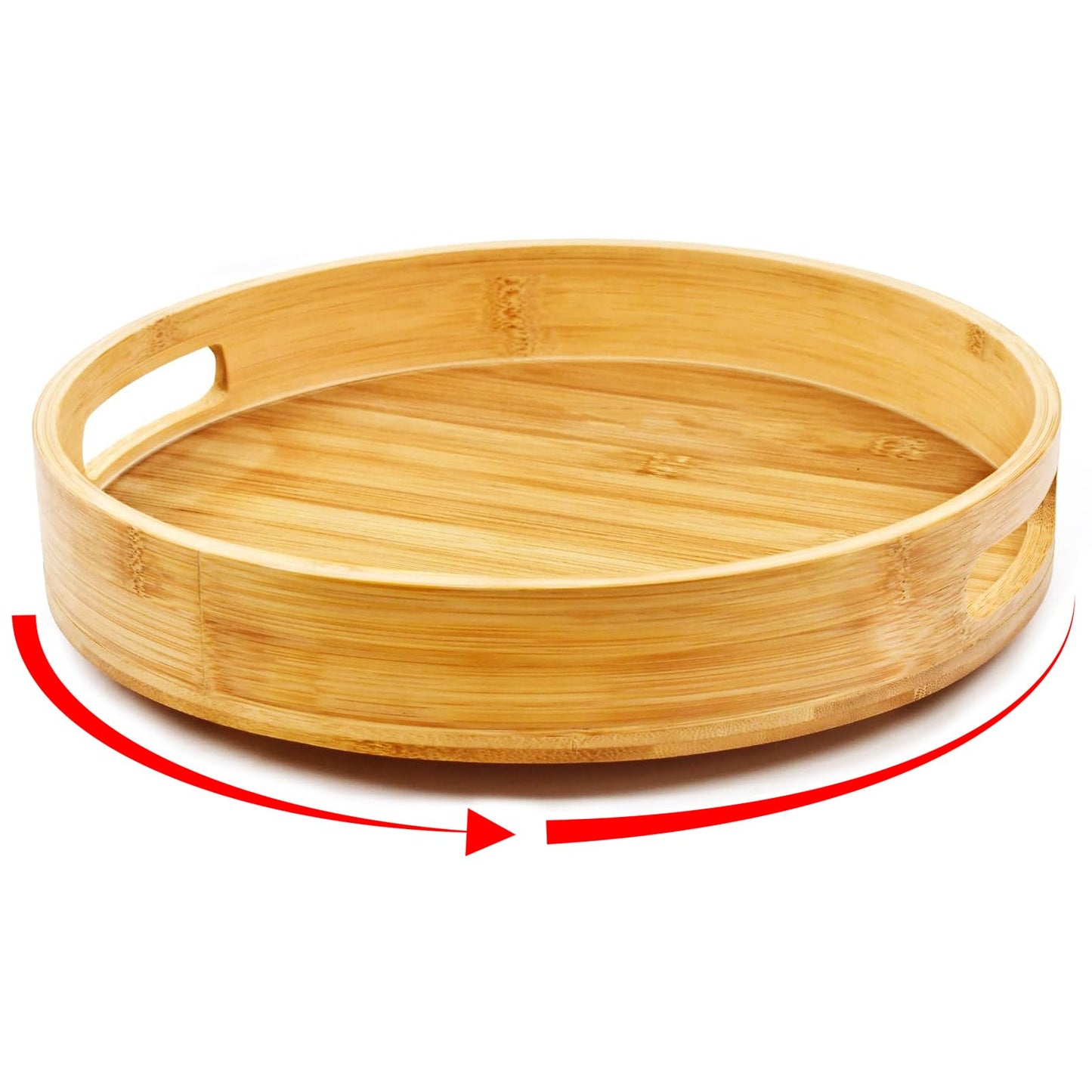 Acacia Wooden Lazy Susan for Table Top-12 Inch Wooden Lazy Susan Turntable with Double Handle-Large Acacia Wooden-Spice Organizer for Countertop, Table, Cabinet