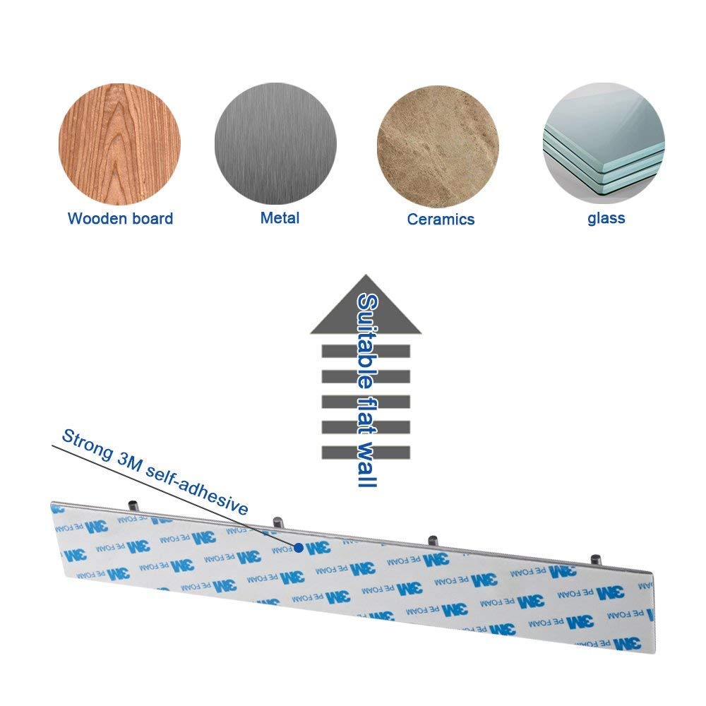 Self Adhesive Stainless Steel Hooks, Wall Mounted Heavy Duty Hanger, Key Rack Towel Hooks for Bathroom, Living Room, Kitchen (4 Hooks)