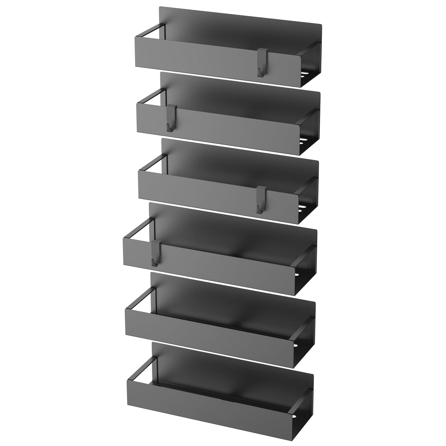 6 Pack Magnetic Spice Storage Rack Organizer for Refrigerator and Oven, Black Fridge Organizers and Storage