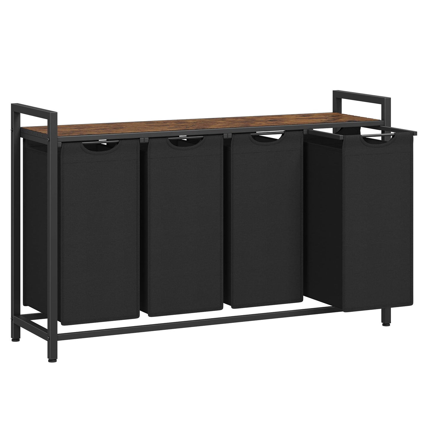 VASAGLE Laundry Hamper, Laundry Basket, Laundry Sorter with 3 Pull-Out and Removable Bags, Shelf, Metal Frame, 3 x 10 Gallons (38L), 36.4 x 13 x 28.4 Inches, Rustic Brown and Black UBLH301B01