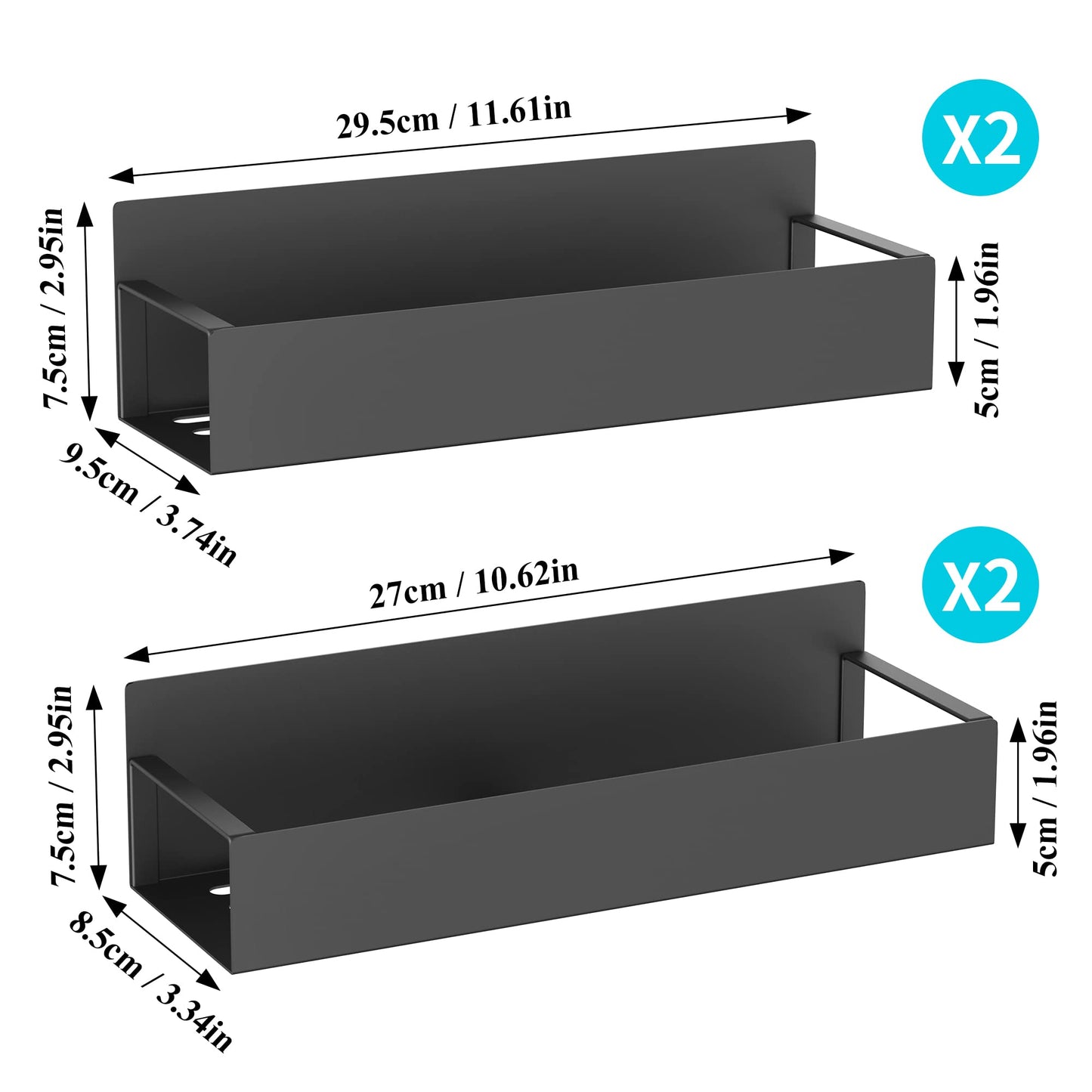6 Pack Magnetic Spice Storage Rack Organizer for Refrigerator and Oven, Black Fridge Organizers and Storage