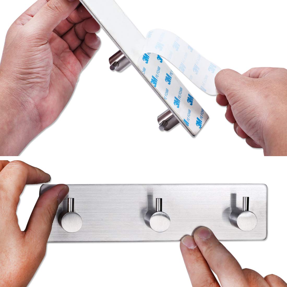 Self Adhesive Stainless Steel Hooks, Wall Mounted Heavy Duty Hanger, Key Rack Towel Hooks for Bathroom, Living Room, Kitchen (4 Hooks)