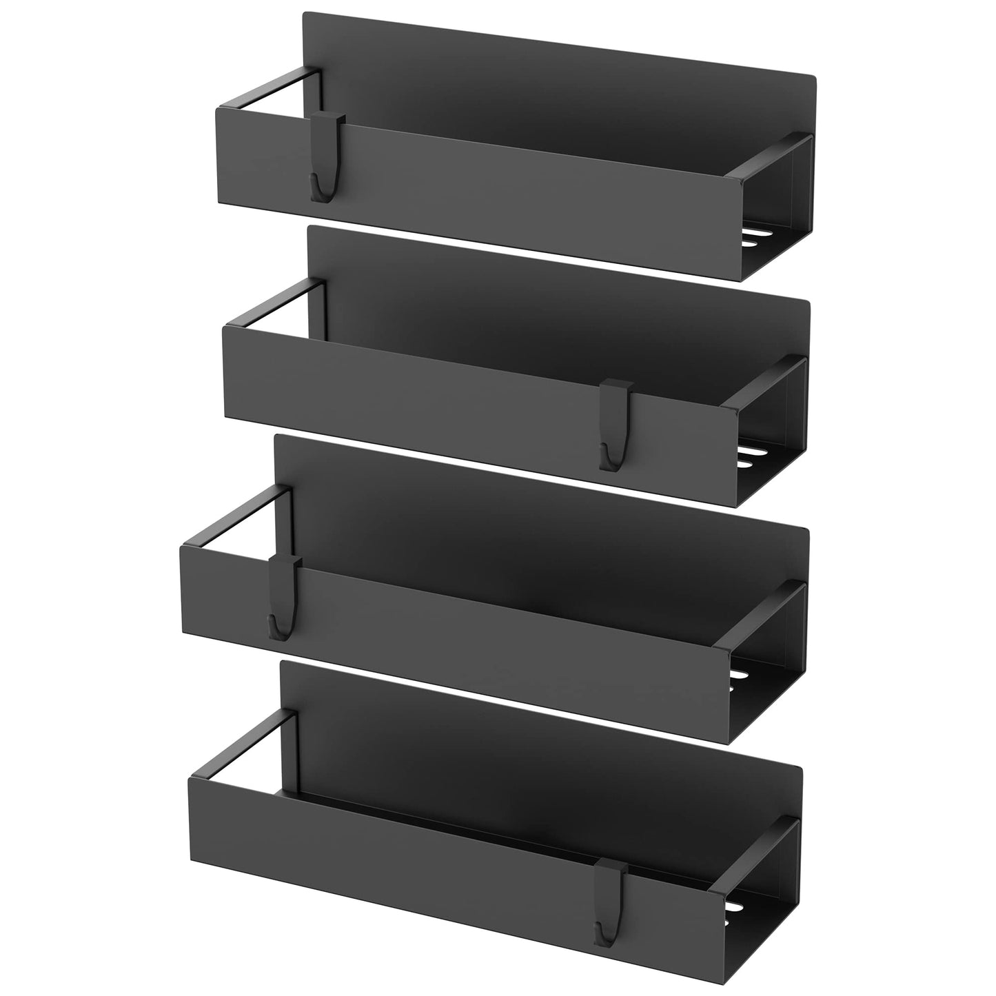 6 Pack Magnetic Spice Storage Rack Organizer for Refrigerator and Oven, Black Fridge Organizers and Storage