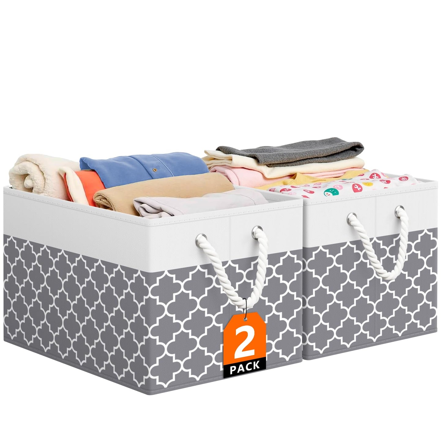 Storage Bin,Collapsible Storage Basket For Organizing,Large Storage Boxes With Rope Handles,Storage Containers,Gradient Grey,3 Pack