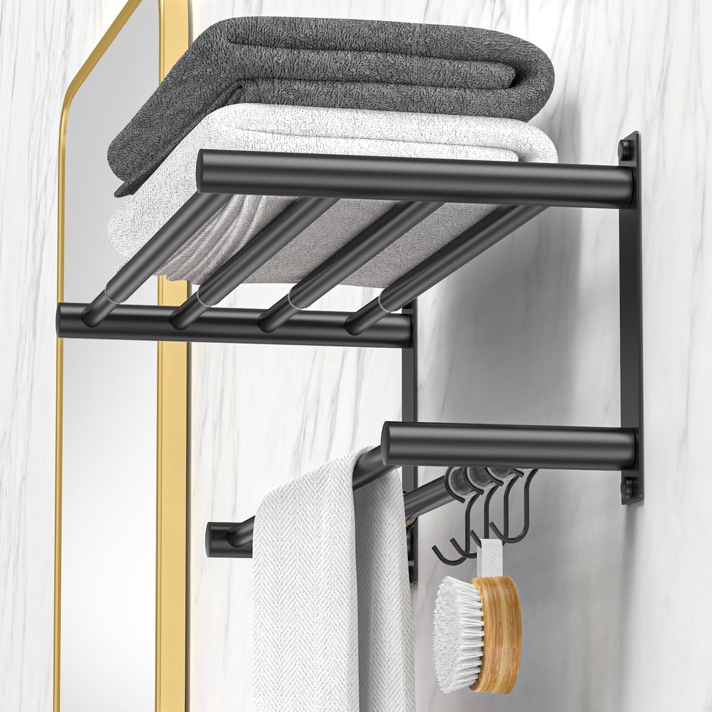Adjustable Towel Bar for Bathroom Wall Mount17-30.7inch Adhesive Shower Towel Rack Stainless Steel Bath Towel Holders for Toilet Kitchen Double Towel Hanger (Double Towel Rack)