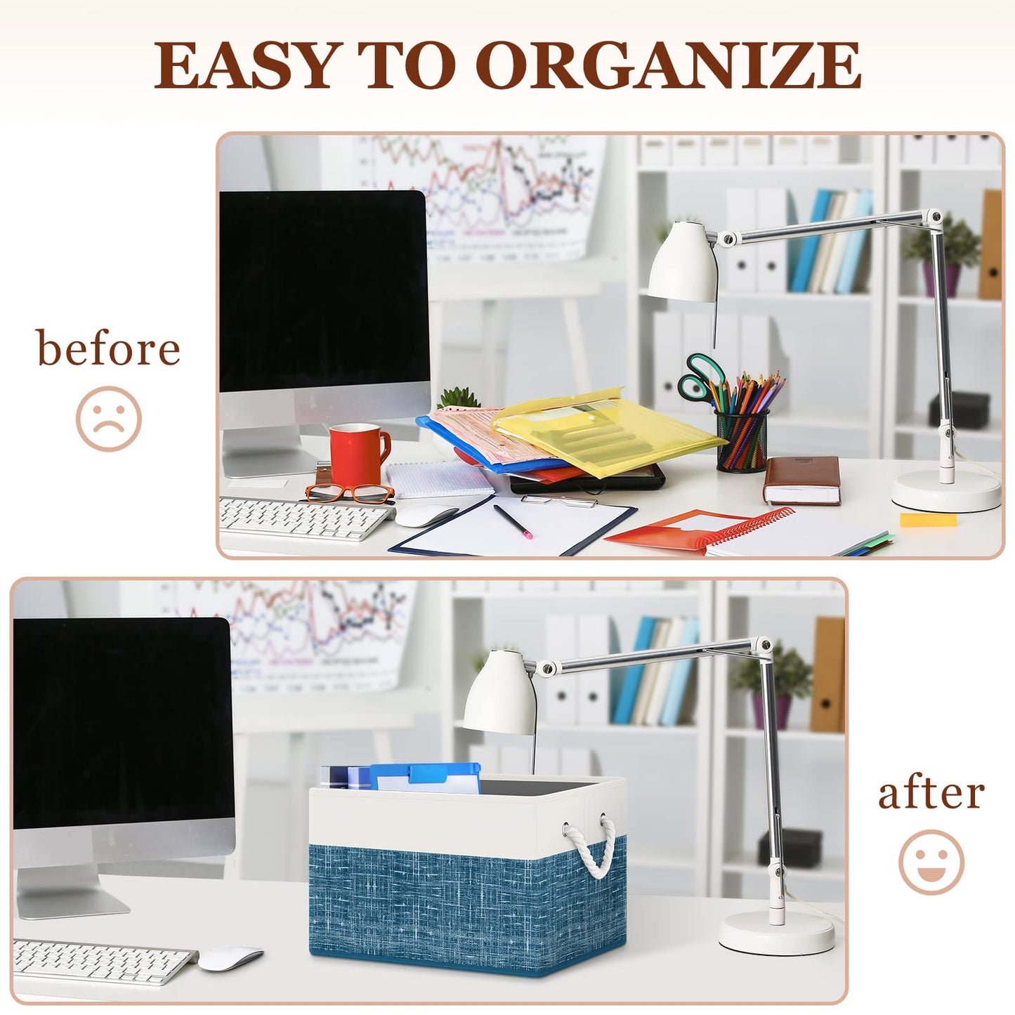 Storage Bin,Collapsible Storage Basket For Organizing,Large Storage Boxes With Rope Handles,Storage Containers,Gradient Grey,3 Pack