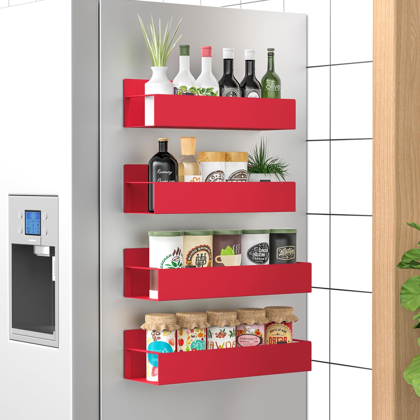 6 Pack Magnetic Spice Storage Rack Organizer for Refrigerator and Oven, Black Fridge Organizers and Storage