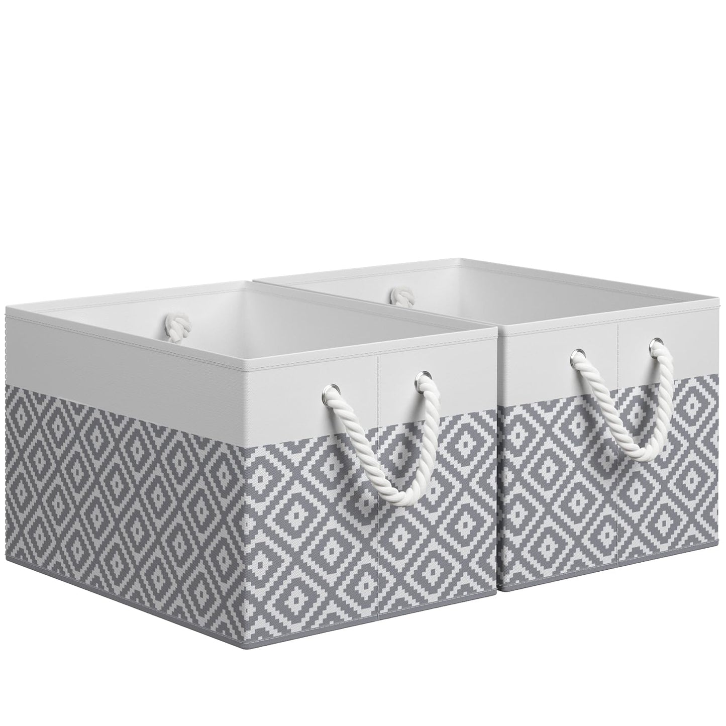 Storage Bin,Collapsible Storage Basket For Organizing,Large Storage Boxes With Rope Handles,Storage Containers,Gradient Grey,3 Pack