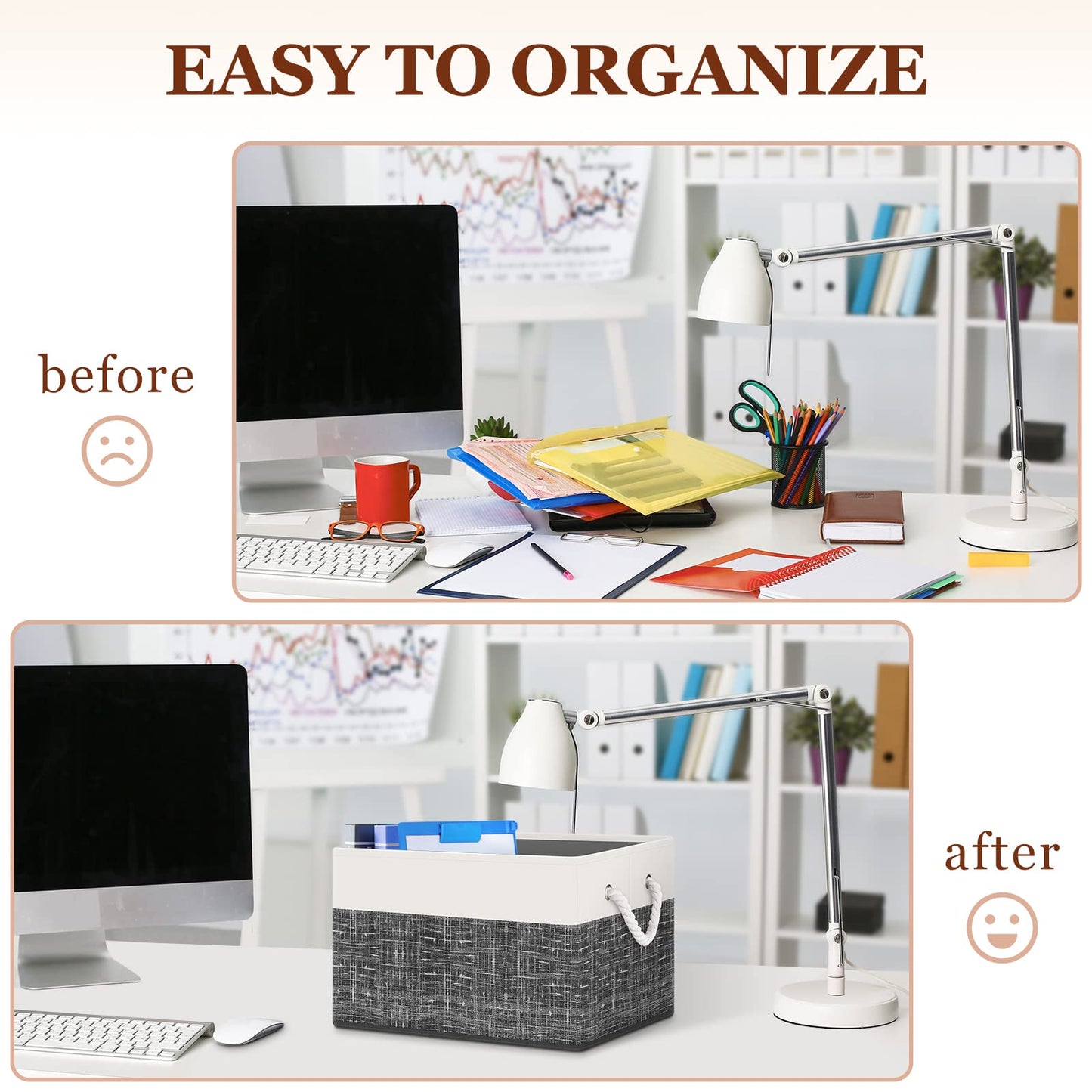 Storage Bin,Collapsible Storage Basket For Organizing,Large Storage Boxes With Rope Handles,Storage Containers,Gradient Grey,3 Pack