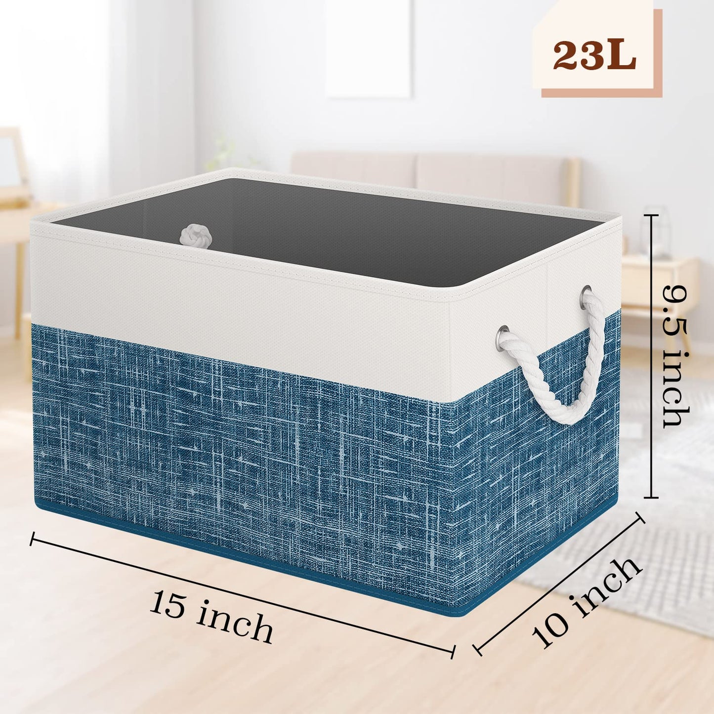 Storage Bin,Collapsible Storage Basket For Organizing,Large Storage Boxes With Rope Handles,Storage Containers,Gradient Grey,3 Pack