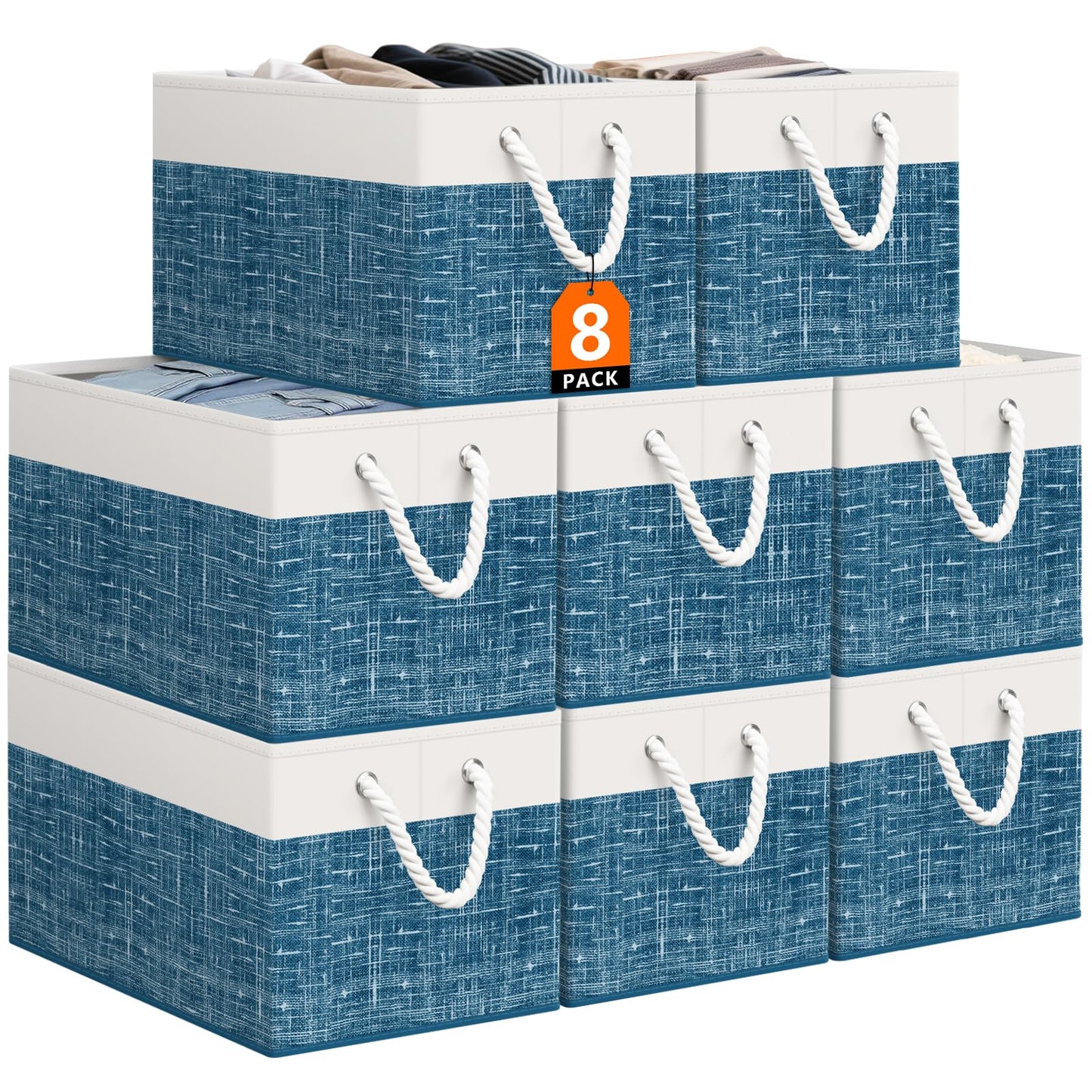 Storage Bin,Collapsible Storage Basket For Organizing,Large Storage Boxes With Rope Handles,Storage Containers,Gradient Grey,3 Pack