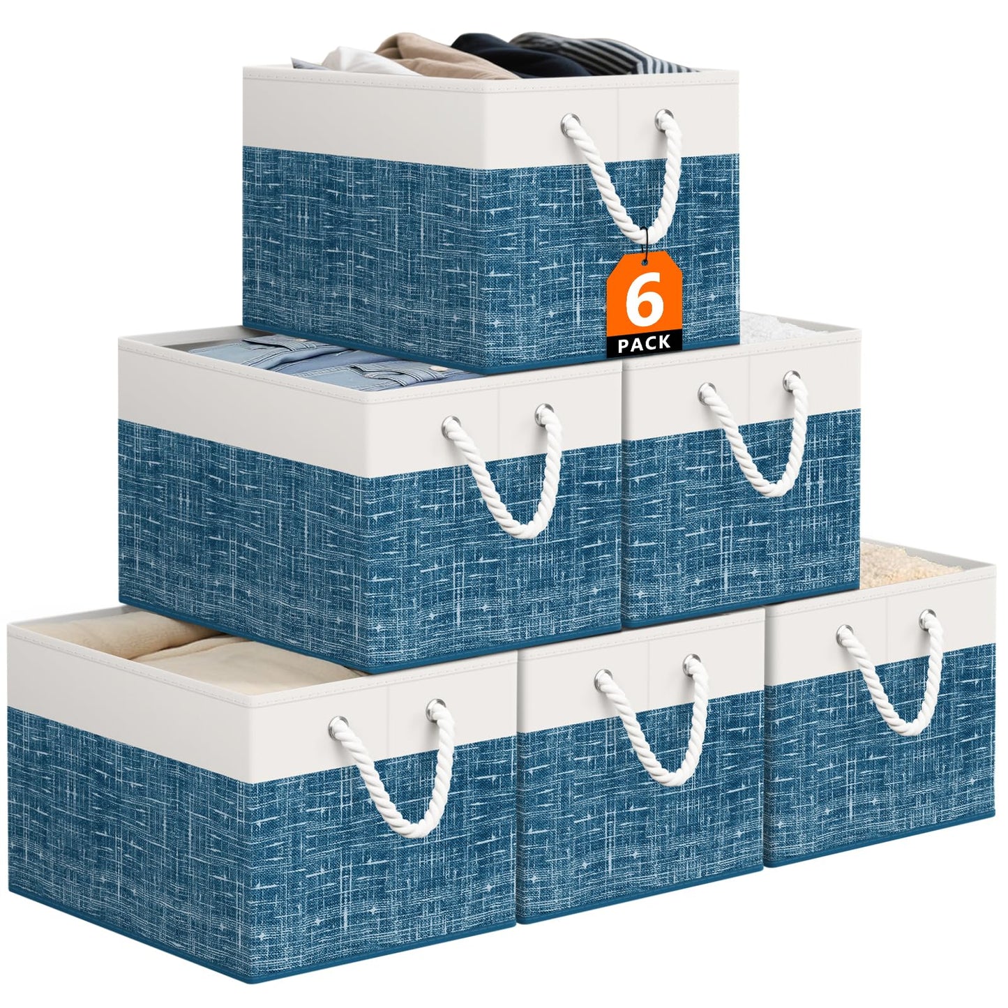 Storage Bin,Collapsible Storage Basket For Organizing,Large Storage Boxes With Rope Handles,Storage Containers,Gradient Grey,3 Pack