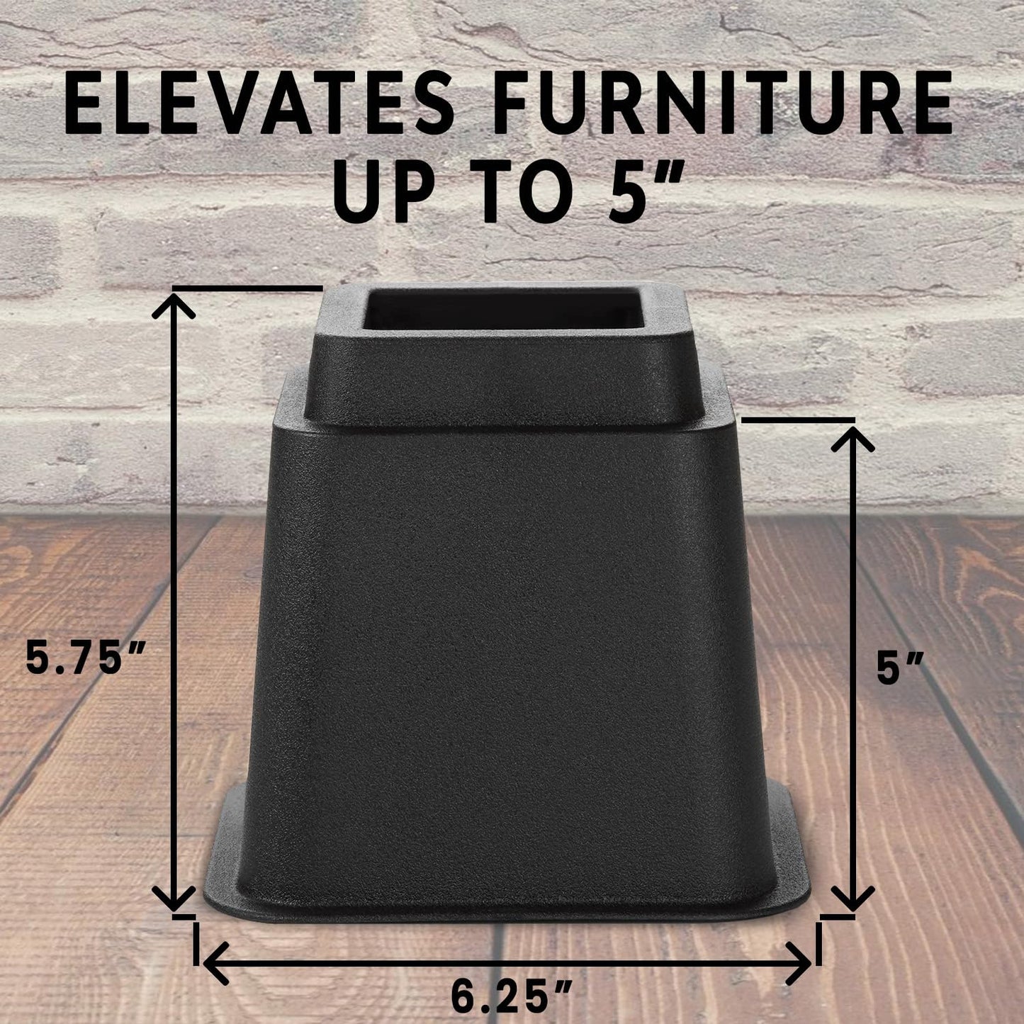 HOLDN’ STORAGE Adjustable Bed Risers and Furniture Risers-Stackable Bed Lift 3, 5, or 8 Inch-Set of 4 Bed Risers-Heavy Duty-Perfect for College Dorms- Supports up to 1,300 lbs–Fits Legs up to 2.75” W