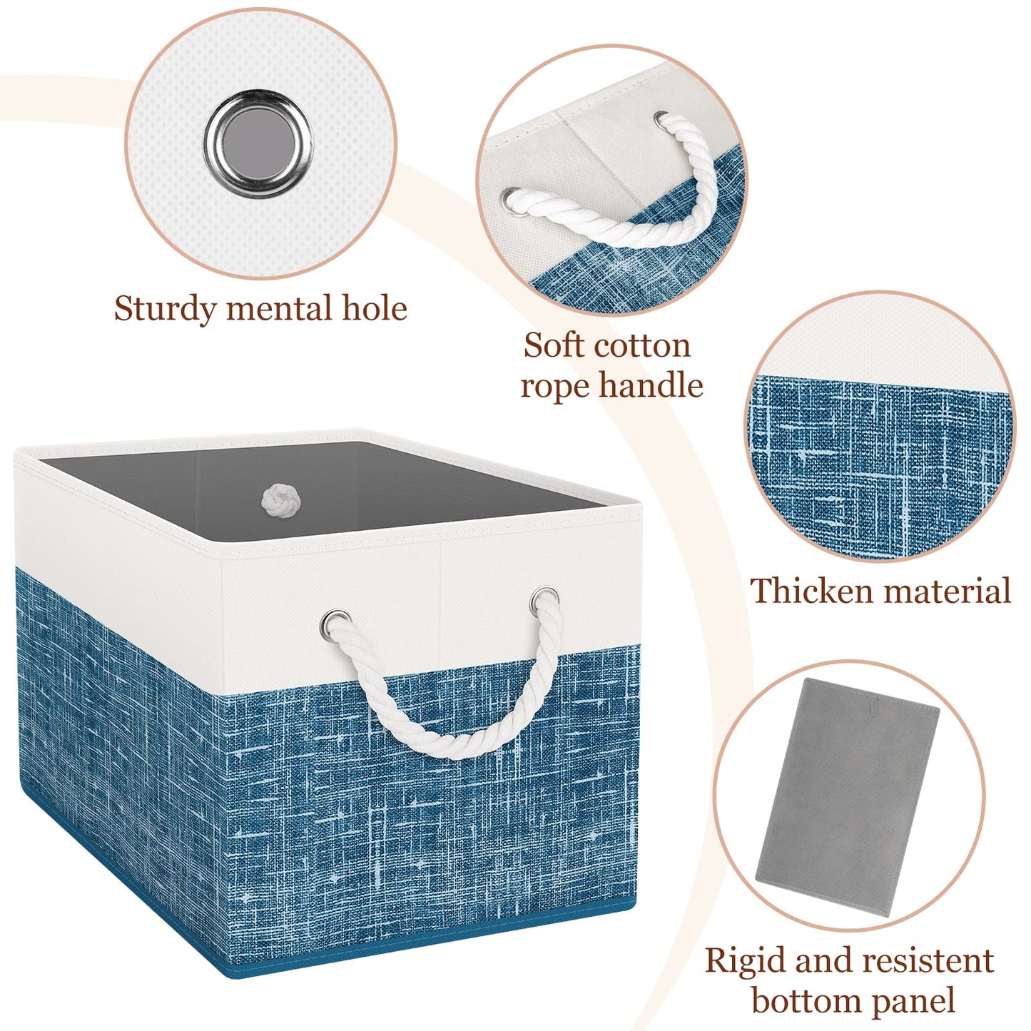 Storage Bin,Collapsible Storage Basket For Organizing,Large Storage Boxes With Rope Handles,Storage Containers,Gradient Grey,3 Pack