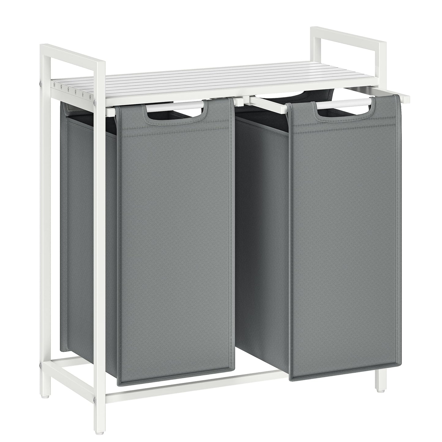 VASAGLE Laundry Hamper, Laundry Basket, Laundry Sorter with 3 Pull-Out and Removable Bags, Shelf, Metal Frame, 3 x 10 Gallons (38L), 36.4 x 13 x 28.4 Inches, Rustic Brown and Black UBLH301B01