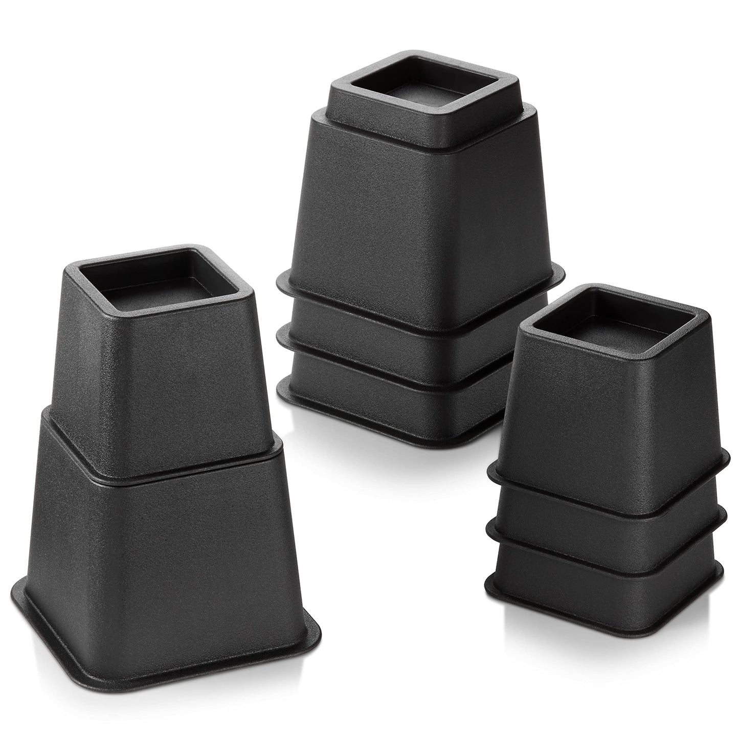 HOLDN’ STORAGE Adjustable Bed Risers and Furniture Risers-Stackable Bed Lift 3, 5, or 8 Inch-Set of 4 Bed Risers-Heavy Duty-Perfect for College Dorms- Supports up to 1,300 lbs–Fits Legs up to 2.75” W
